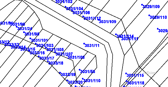 Parcela st. 3031/11 v KÚ Velká nad Veličkou, Katastrální mapa