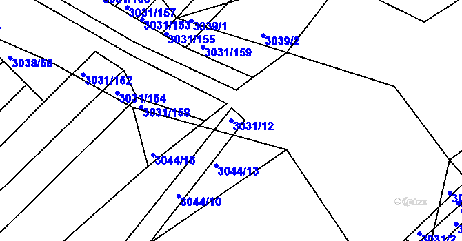 Parcela st. 3031/12 v KÚ Velká nad Veličkou, Katastrální mapa
