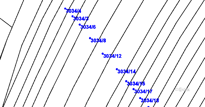 Parcela st. 3034/12 v KÚ Velká nad Veličkou, Katastrální mapa
