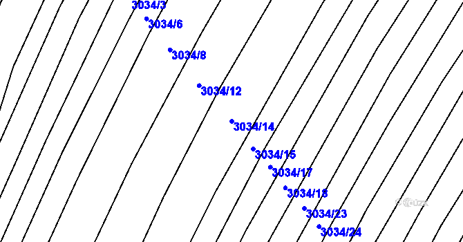 Parcela st. 3034/14 v KÚ Velká nad Veličkou, Katastrální mapa