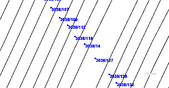 Parcela st. 3038/14 v KÚ Velká nad Veličkou, Katastrální mapa