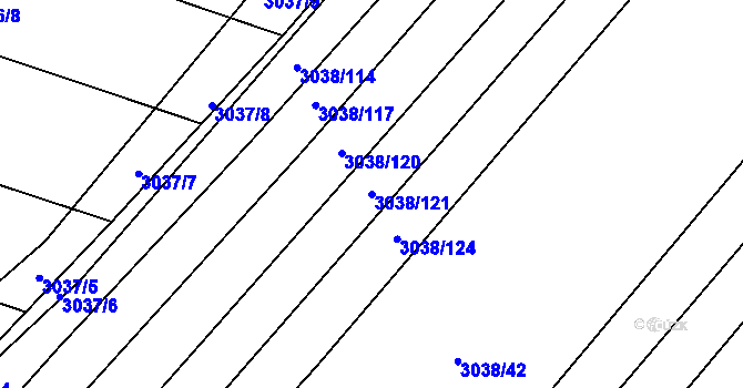 Parcela st. 3038/121 v KÚ Velká nad Veličkou, Katastrální mapa