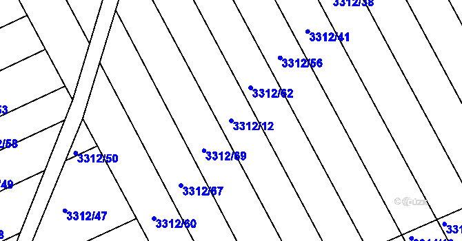 Parcela st. 3312/12 v KÚ Velká nad Veličkou, Katastrální mapa