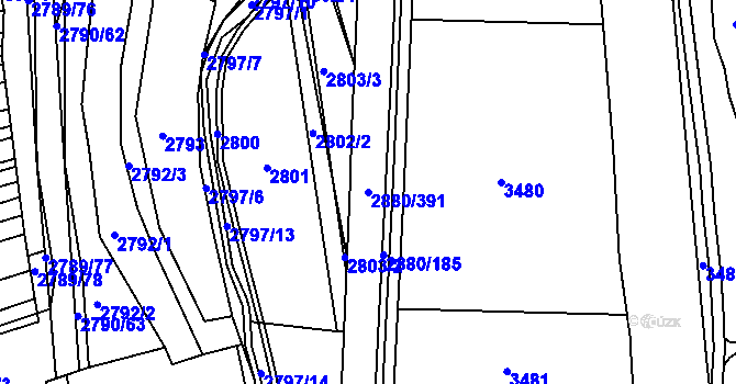 Parcela st. 2880/391 v KÚ Velká nad Veličkou, Katastrální mapa