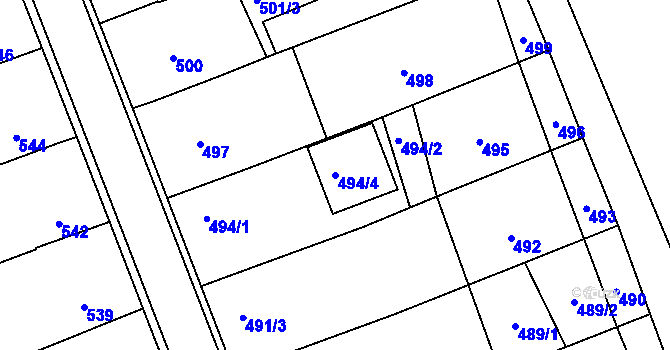 Parcela st. 494/4 v KÚ Velká nad Veličkou, Katastrální mapa