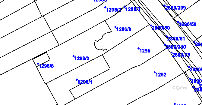 Parcela st. 1296/6 v KÚ Velká nad Veličkou, Katastrální mapa