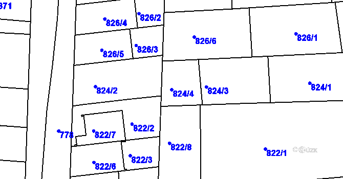 Parcela st. 824/4 v KÚ Velká nad Veličkou, Katastrální mapa