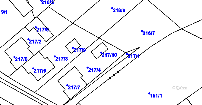 Parcela st. 217/10 v KÚ Velká nad Veličkou, Katastrální mapa