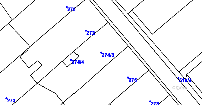 Parcela st. 274/3 v KÚ Velká nad Veličkou, Katastrální mapa