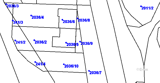 Parcela st. 2036/9 v KÚ Velká nad Veličkou, Katastrální mapa