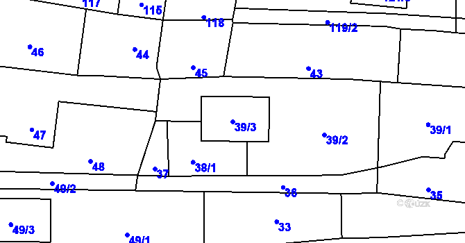 Parcela st. 39/3 v KÚ Velká Polom, Katastrální mapa