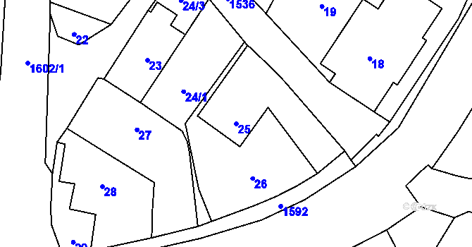 Parcela st. 25 v KÚ Velká Polom, Katastrální mapa
