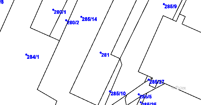 Parcela st. 281 v KÚ Velká Polom, Katastrální mapa