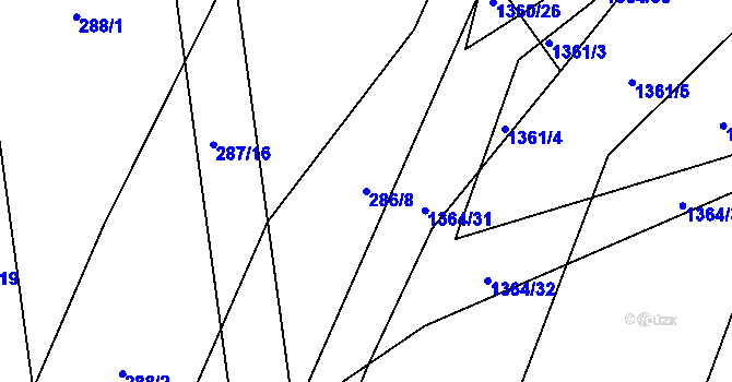 Parcela st. 286/8 v KÚ Velká Polom, Katastrální mapa