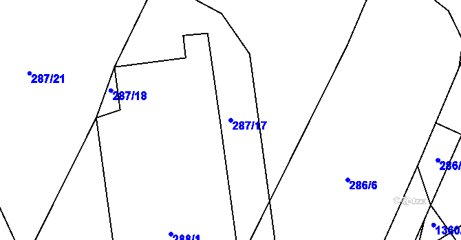 Parcela st. 287/17 v KÚ Velká Polom, Katastrální mapa
