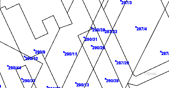 Parcela st. 290/30 v KÚ Velká Polom, Katastrální mapa