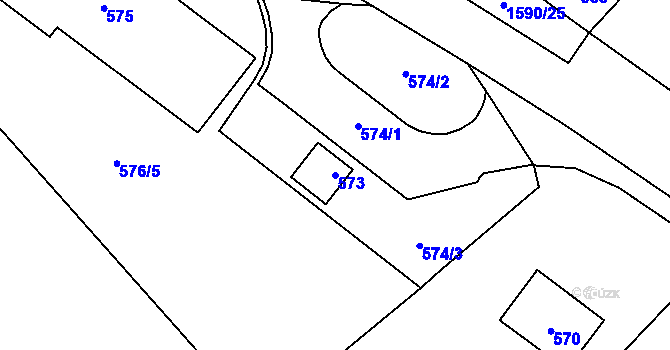 Parcela st. 573 v KÚ Velká Polom, Katastrální mapa
