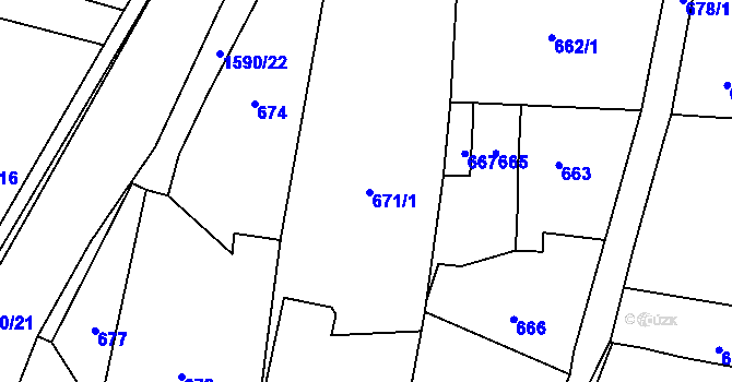 Parcela st. 671 v KÚ Velká Polom, Katastrální mapa
