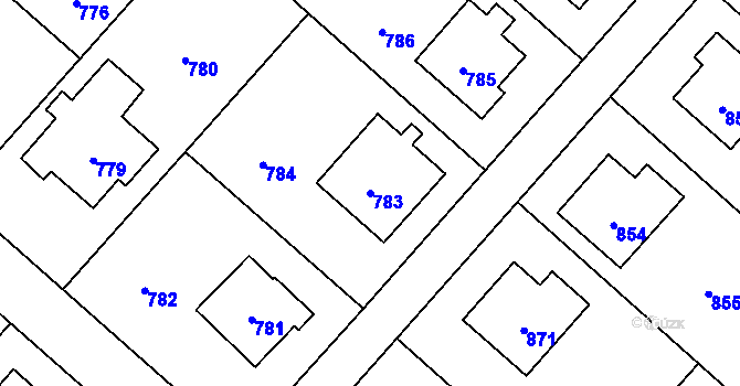Parcela st. 783 v KÚ Velká Polom, Katastrální mapa