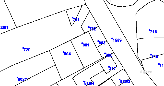 Parcela st. 801 v KÚ Velká Polom, Katastrální mapa
