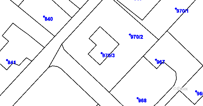 Parcela st. 970/3 v KÚ Velká Polom, Katastrální mapa
