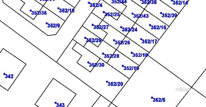Parcela st. 352/28 v KÚ Velká Polom, Katastrální mapa