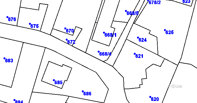 Parcela st. 668/4 v KÚ Velká Polom, Katastrální mapa