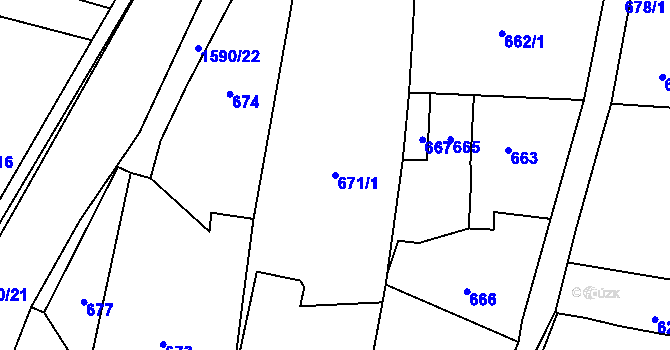 Parcela st. 671/1 v KÚ Velká Polom, Katastrální mapa
