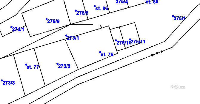 Parcela st. 76 v KÚ Velká Roudka, Katastrální mapa