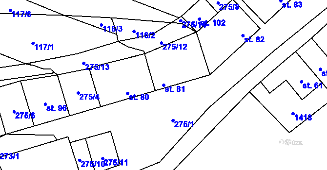 Parcela st. 81 v KÚ Velká Roudka, Katastrální mapa