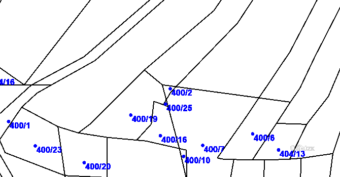 Parcela st. 400/2 v KÚ Velká Roudka, Katastrální mapa