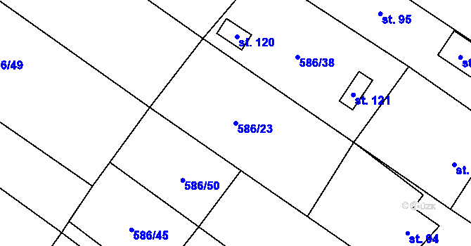 Parcela st. 586/23 v KÚ Velká Roudka, Katastrální mapa