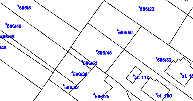 Parcela st. 586/45 v KÚ Velká Roudka, Katastrální mapa