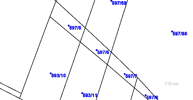 Parcela st. 597/6 v KÚ Velká Roudka, Katastrální mapa