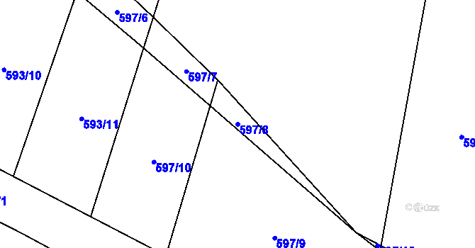 Parcela st. 597/8 v KÚ Velká Roudka, Katastrální mapa