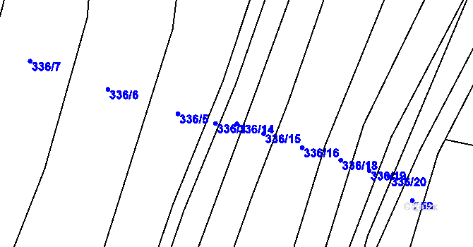 Parcela st. 336/14 v KÚ Velká Roudka, Katastrální mapa