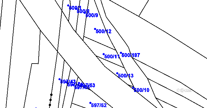 Parcela st. 500/11 v KÚ Velká Roudka, Katastrální mapa
