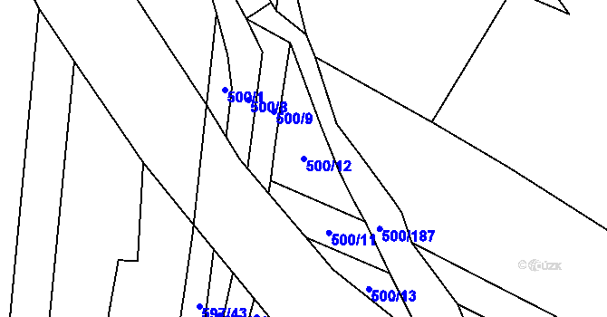 Parcela st. 500/12 v KÚ Velká Roudka, Katastrální mapa