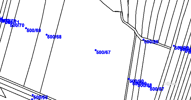 Parcela st. 500/67 v KÚ Velká Roudka, Katastrální mapa