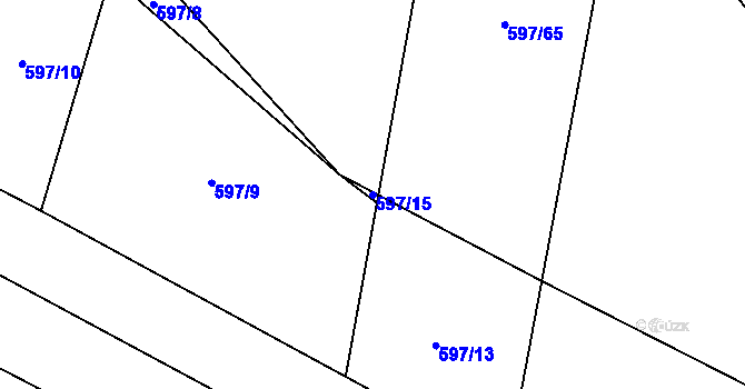 Parcela st. 597/15 v KÚ Velká Roudka, Katastrální mapa