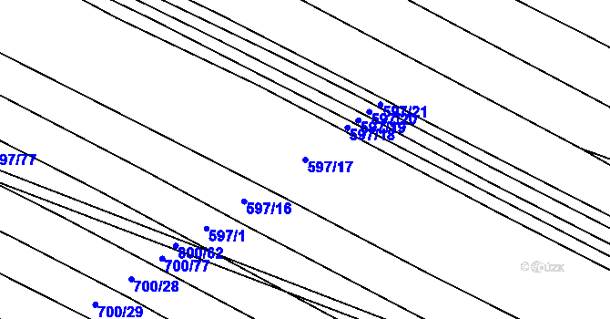 Parcela st. 597/17 v KÚ Velká Roudka, Katastrální mapa