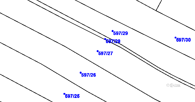 Parcela st. 597/27 v KÚ Velká Roudka, Katastrální mapa
