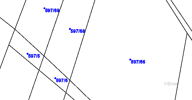 Parcela st. 597/67 v KÚ Velká Roudka, Katastrální mapa