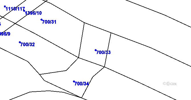Parcela st. 700/33 v KÚ Velká Roudka, Katastrální mapa