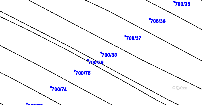 Parcela st. 700/38 v KÚ Velká Roudka, Katastrální mapa