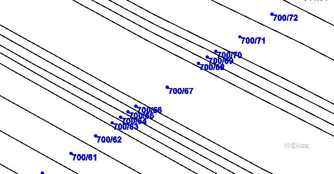 Parcela st. 700/67 v KÚ Velká Roudka, Katastrální mapa