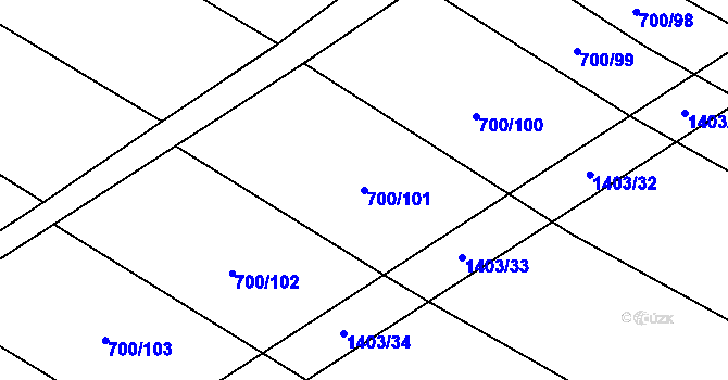 Parcela st. 700/101 v KÚ Velká Roudka, Katastrální mapa