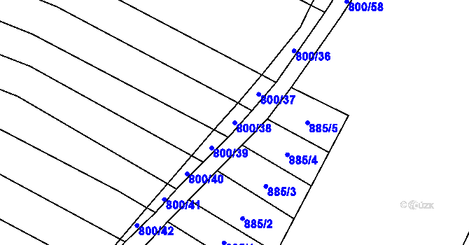 Parcela st. 800/38 v KÚ Velká Roudka, Katastrální mapa