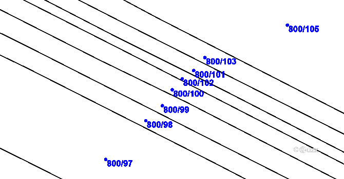 Parcela st. 800/100 v KÚ Velká Roudka, Katastrální mapa
