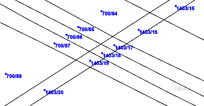 Parcela st. 1403/18 v KÚ Velká Roudka, Katastrální mapa